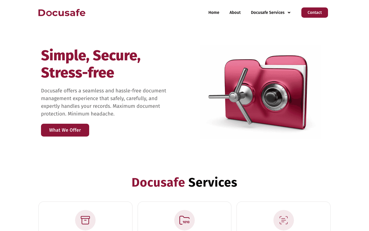 Docusafe website overview