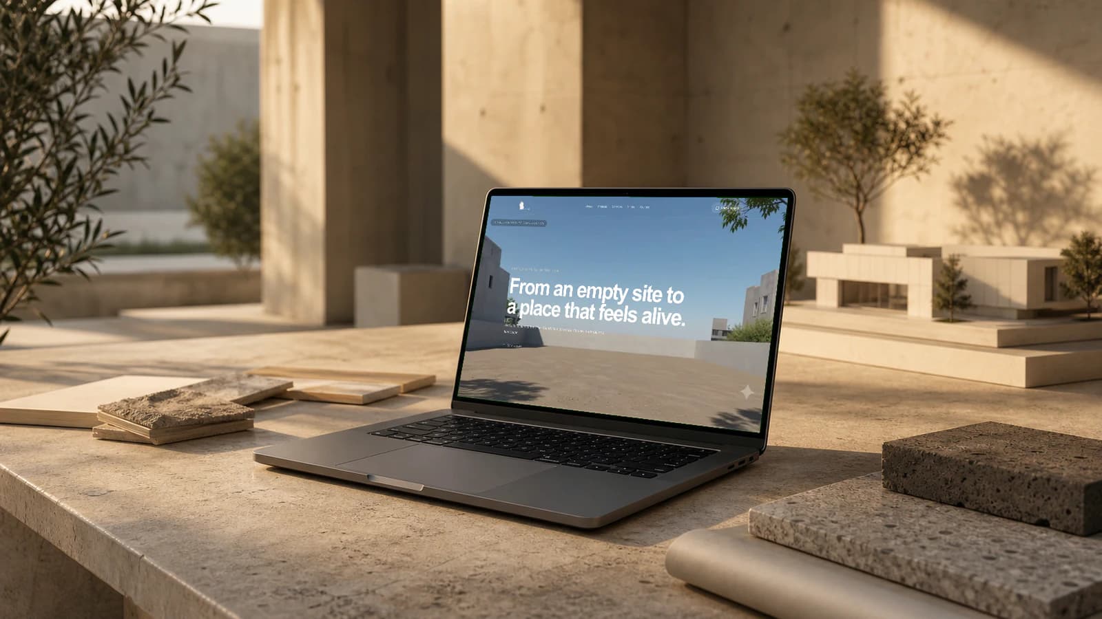 A Studios website shown on a laptop mockup