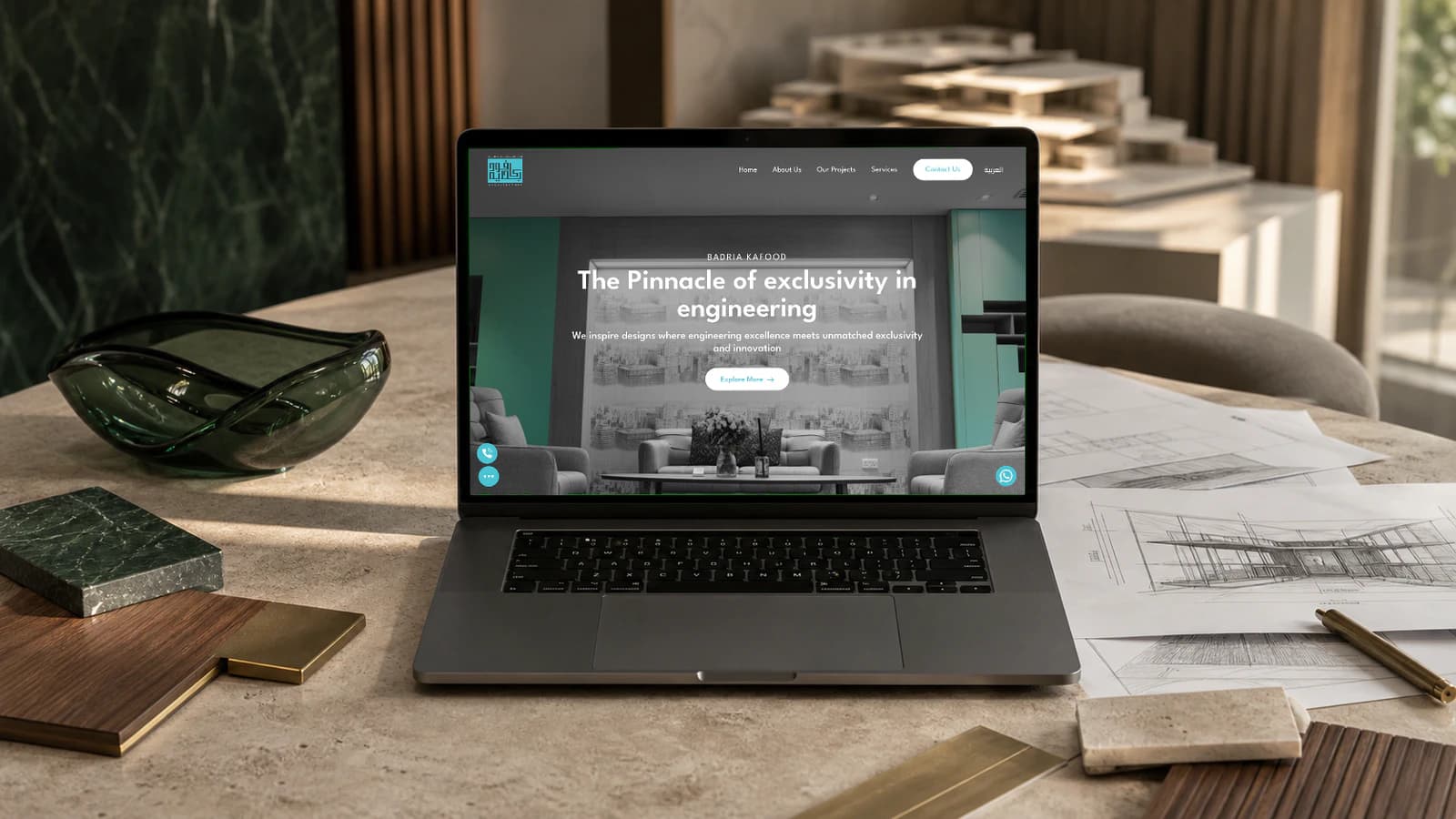 Badria Kafood website shown on a laptop mockup