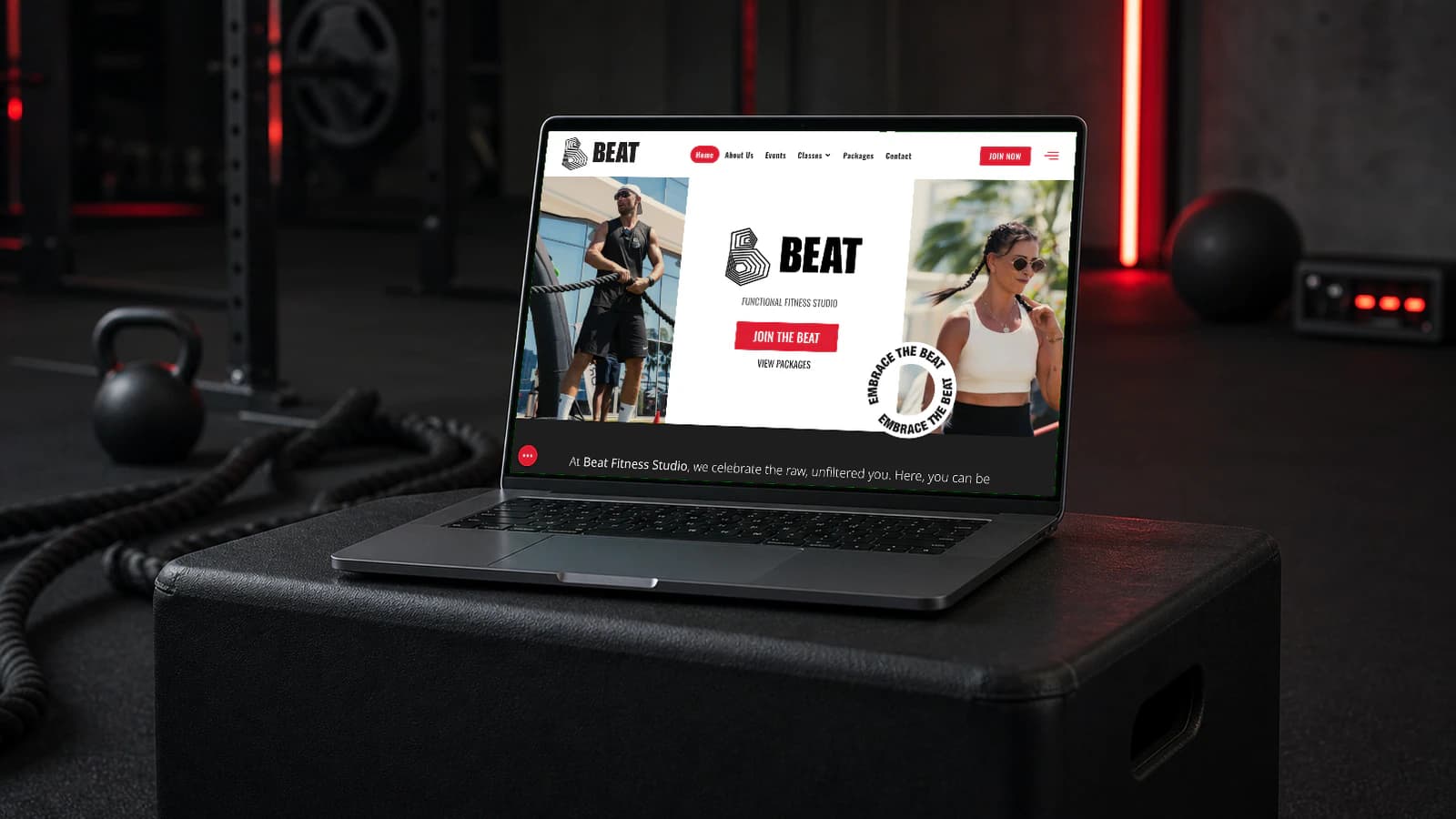 BEAT website shown on a laptop mockup