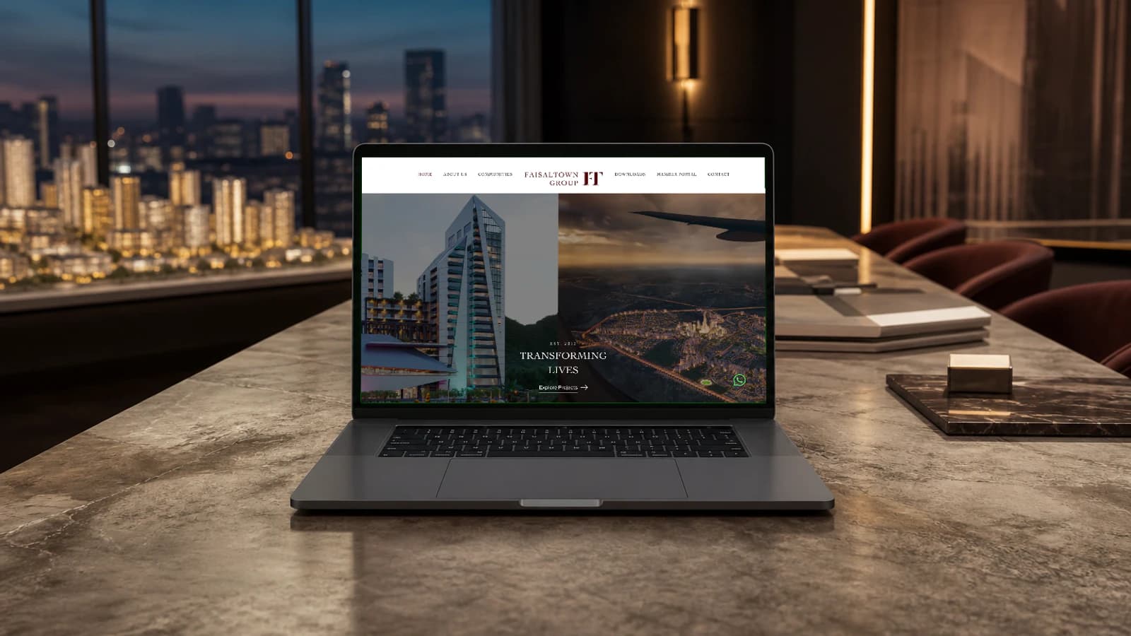 Faisal Town Group website shown on a laptop mockup