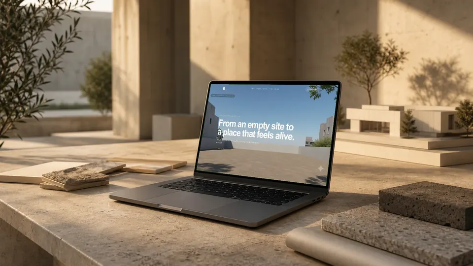 A Studios website shown on a laptop mockup